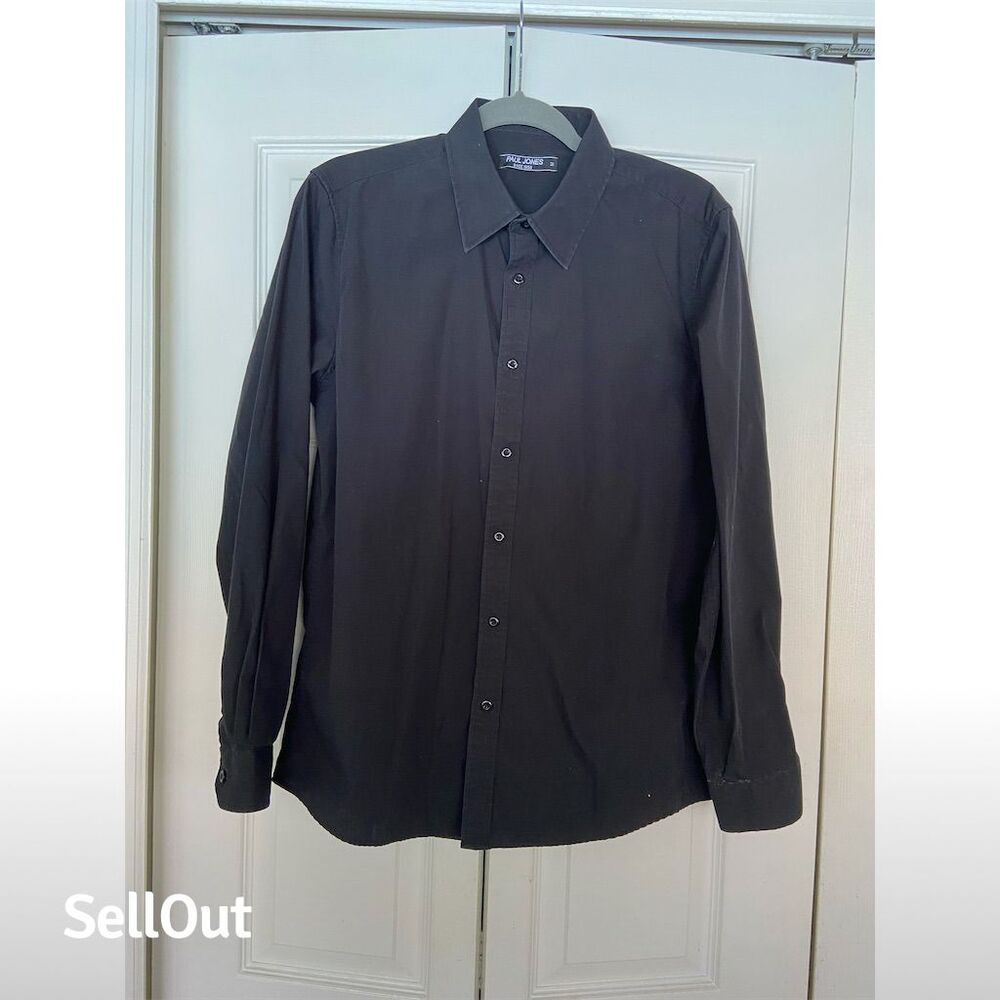 Paul Jones Men's Black Long Sleeve Dress Shirt Size M Classic Fit
